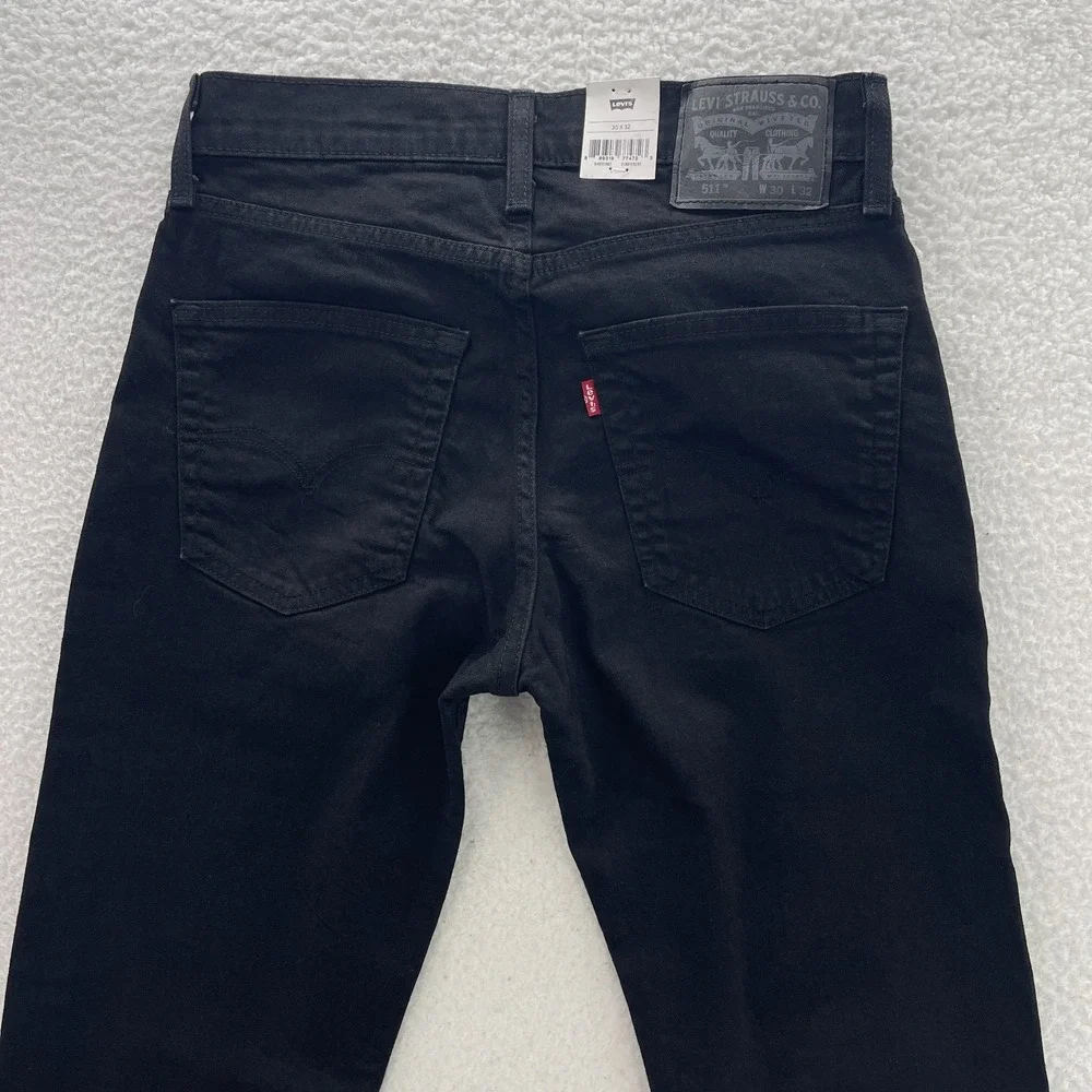 Levis Jeans Mens 30x32 Black 511 Slim Dark Wash Stretch Denim Grunge Punk Goth